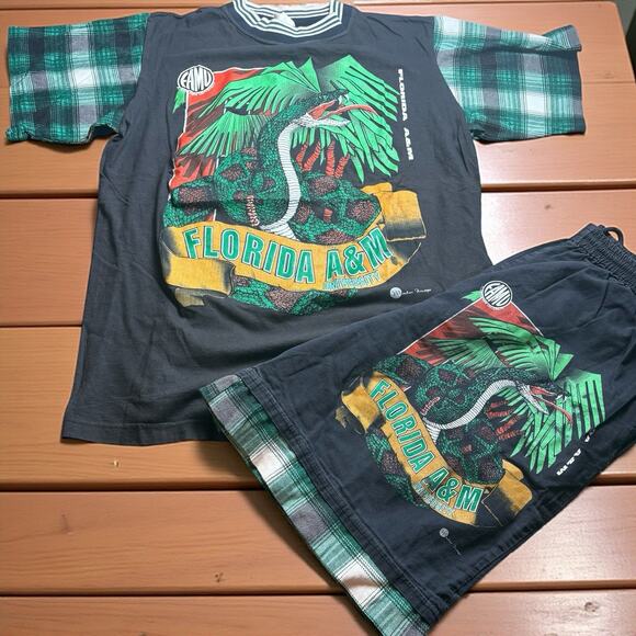 Vintage 1990s Florida A&M University FAMU Rare T-Shirt Shorts Set Men’s Size XL - Picture 1 of 14
